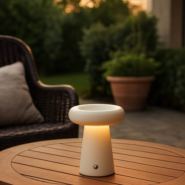 Brilliant Muffin LED Außentischleuchte 18,5cm 3W Warmweiß IP44 Beige USB G40895/09