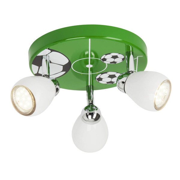 Brilliant Soccer LED Spotrondell, 3-flammig GU10 3W/3W Warmweiß Weiß Grün-Schwarz-Weiß G56234/74