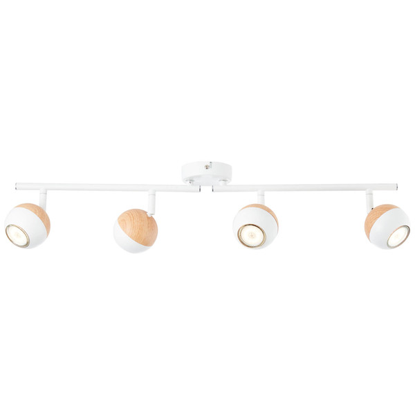 Brilliant Scan LED Spotrohr, 4-flammig, drehbar GU10 3W/3W Warmweiß Weiß Holz Hell G59432/75