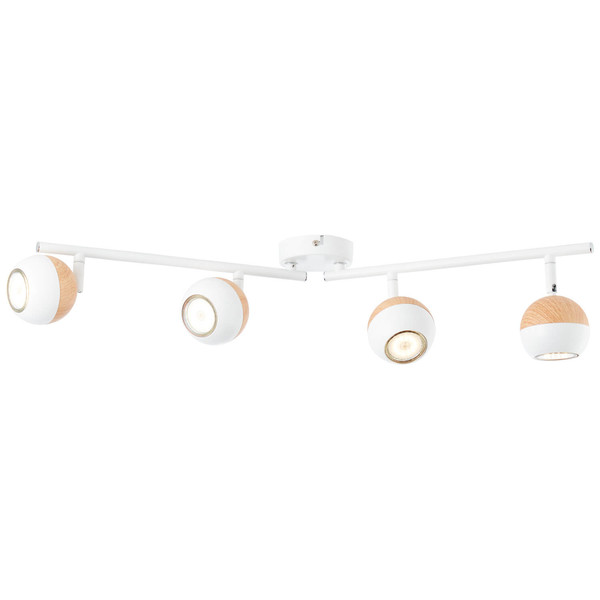 Brilliant Scan LED Spotrohr, 4-flammig, drehbar GU10 3W/3W Warmweiß Weiß Holz Hell G59432/75