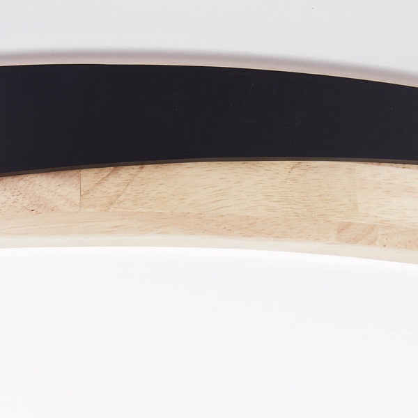 Brilliant Baarlo LED Deckenleuchte 52cm 36W Matt Schwarz Holz FSC®, Nachtlicht, Timer G80846/76