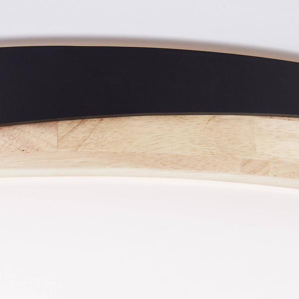 Brilliant Baarlo LED Deckenleuchte 52cm 36W Matt Schwarz Holz FSC®, Nachtlicht, Timer G80846/76