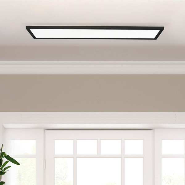 Brilliant Milton LED Deckenaufbau-Paneel 25x96cm 24W Neutralweiß IP44 Schwarz Weiß G80875A76