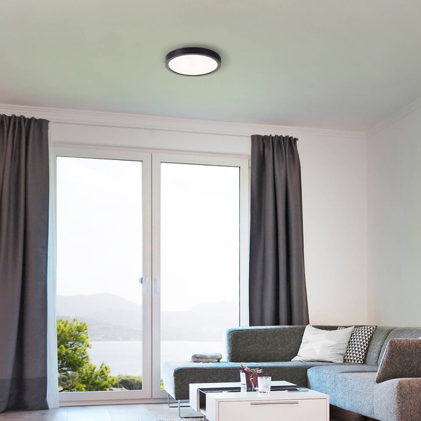 Brilliant Navara LED Deckenleuchte 27,5cm 18W Neutralweiß IP44 Schwarz G80885/26