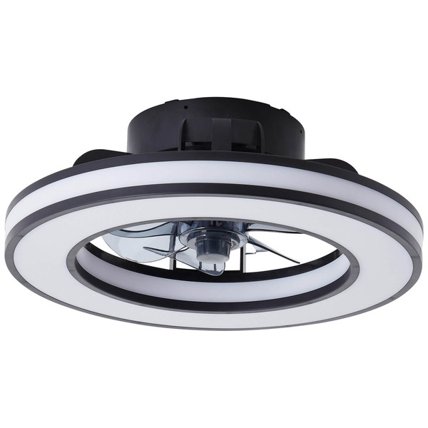 Brilliant Mondello LED Deckenleuchte 42cm mit Ventilator 26W Schwarz Ventilator, Nachtlicht, Timer G80915/06