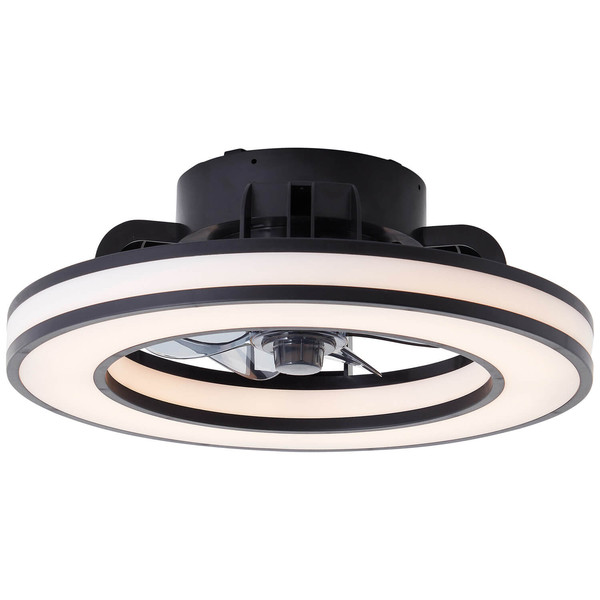 Brilliant Mondello LED Deckenleuchte 42cm mit Ventilator 26W Schwarz Ventilator, Nachtlicht, Timer G80915/06