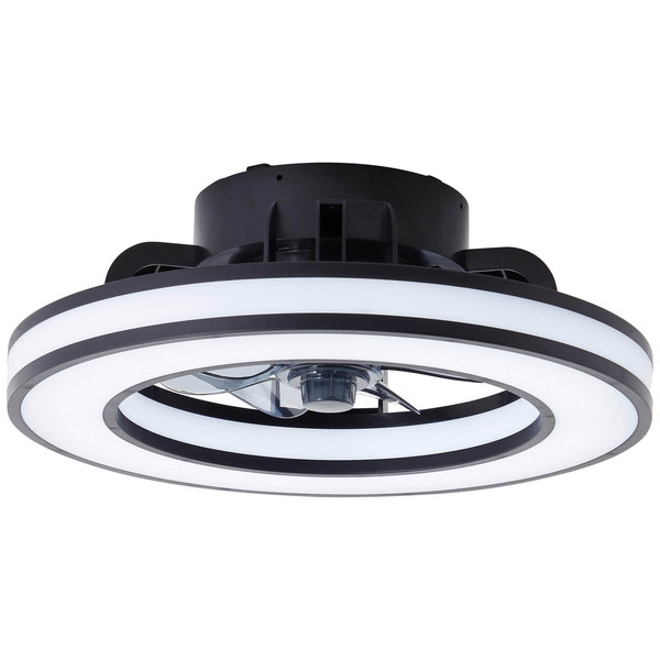 Brilliant Mondello LED Deckenleuchte 42cm mit Ventilator 26W Schwarz Ventilator, Nachtlicht, Timer G80915/06