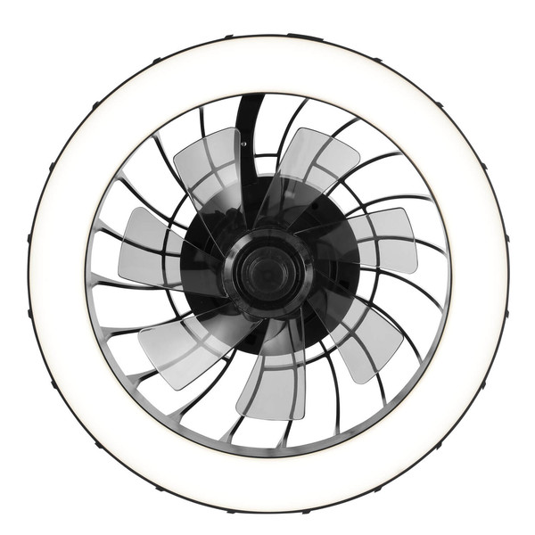 Brilliant Fanora LED Deckenleuchte 46cm mit Ventilator 30W Schwarz Ventilator, Nachtlicht, Timer G81080/06
