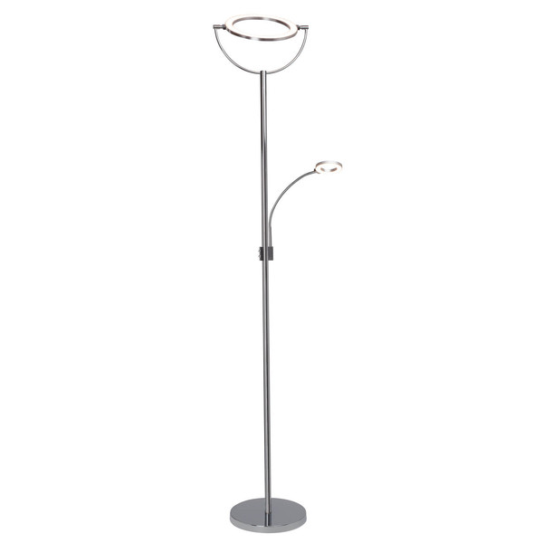 Brilliant Demian LED Deckenfluter mit Lesearm 24W Warmweiß Eisen Chrom G93033/77