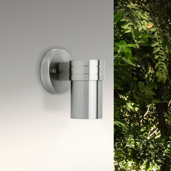 Brilliant Hanni LED Außenwandleuchte, 1-flammig GU10 35W/3W Warmweiß IP44 Edelstahl G96229/82
