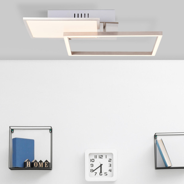 Brilliant Zelia LED Deckenleuchte 41x41cm 20W Warmweiß Nickel Eloxiert G99378/68