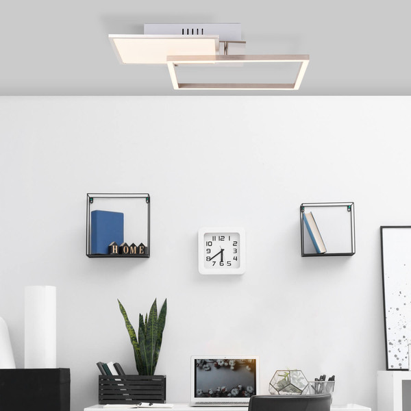 Brilliant Zelia LED Deckenleuchte 41x41cm 20W Warmweiß Nickel Eloxiert G99378/68