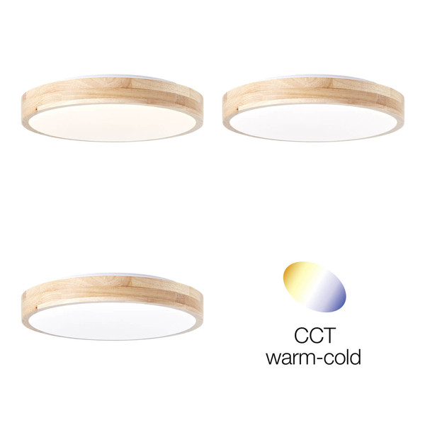 Brilliant Slimline LED Wand- und Deckenleuchte 34cm 14W Holz Hell Weiß Memory Funktion, FSC® G99414/75