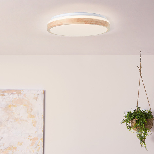 Brilliant Brodsky LED Deckenleuchte 38cm 24W Warmweiß Holz Hell Weiß FSC® G99790/75