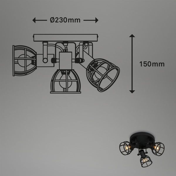 Briloner KORBO BLACK E14 Spotleuchte 3-fach Schwarz