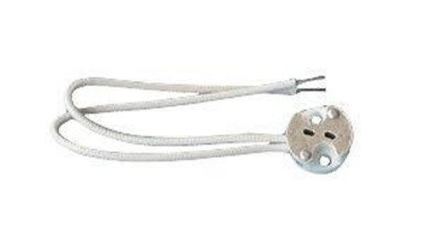 Deko-Light Fassung GU5,3 mit 15 cm Kabel, Keramik, Weiß, 150 mm, 50W 100200