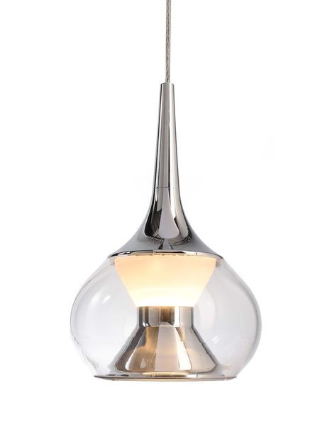 Deko-Light Pendelleuchte Elena, Warmweiß, Glas, farblos, satiniert 342087