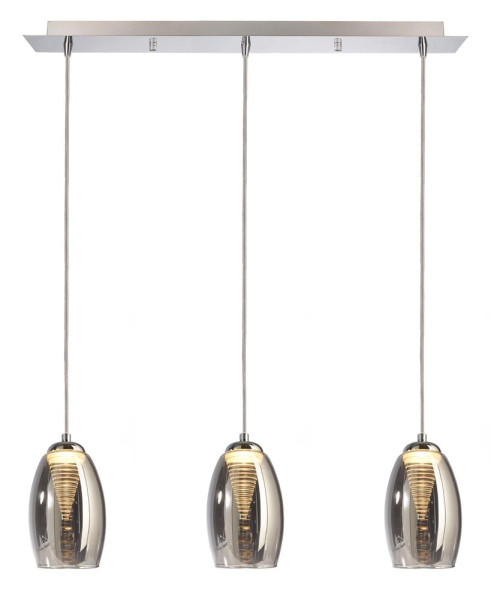 Deko-Light Pendelleuchte Electra, Warmweiß, Glas, silber, Chrom 342117