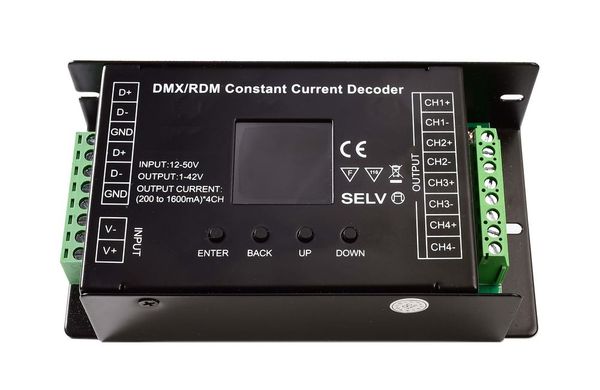Deko-Light Controller, DMX/RDM 4 CH CC Decoder, dimmbar DMX512, 12-50V DC, max. 4x 60W 843054