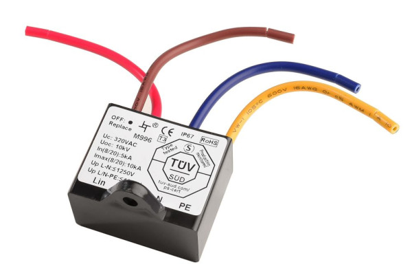 Deko-Light Überspannungsschutzfilter mit Kontrollanzeige, 230-277VAC 50/60Hz, Schwarz, 37 mm, IP67 843055