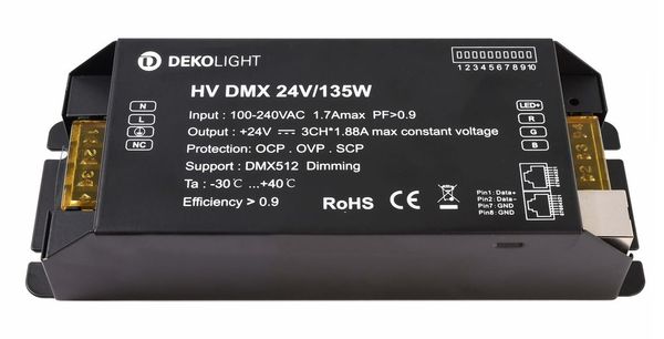 Deko-Light LED-Netzgerät, BASIC, DIM, CV, HV DMX 24V/135W, dimmbar DMX512, 135W 843275