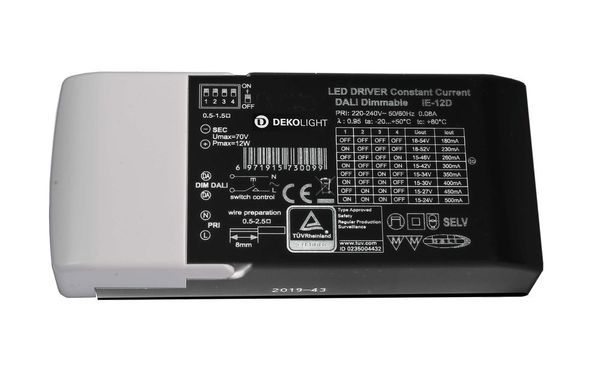 Deko-Light Netzgerät, BASIC, DIM, Multi CC, IE-12D, dimmbar DALI-Bus nach IEC 62386 DALI 2.0 / Intelli-Push, 4-12W 862190