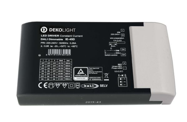 Deko-Light Netzgerät, BASIC, DIM, Multi CC, IE-45D, dimmbar DALI-Bus nach IEC 62386 DALI 2.0 / Intelli-Push, 8,75-45W 862192