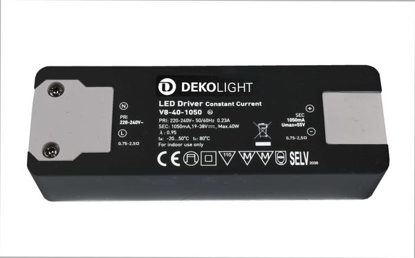 Deko-Light Netzgerät, BASIC, CC, V8-40-1050mA/40V, 20-40W 862201