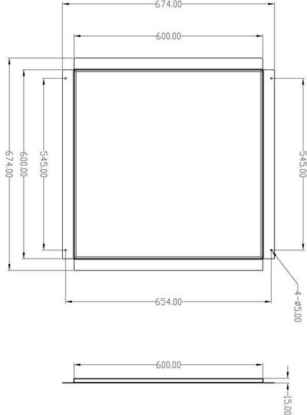 Deko-Light Einlegerahmen für Gips 60x60, Metall, 674mm 930231