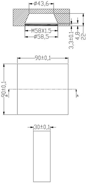 Deko-Light Acrylring quadratisch 90x90mm, COB 68, M58, Acryl, klar / satiniert, 90mm 930271
