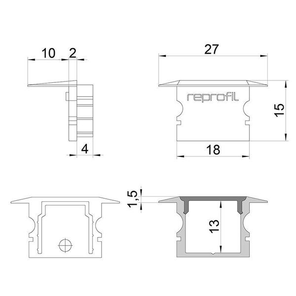Deko-Light Endkappe P-ET-02-12 Set 2 Stk, Weiß, 27mm 978140
