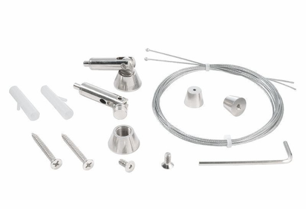 Deko-Light Seilabhängung (schwenkbar) Set 2 Stk, Metall, Silber 987060