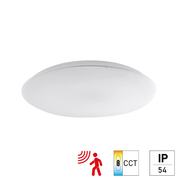 e2 LED Anbauleuchte, Deckenleuchte Rimini 380 24W CCT warm-/neutral-/tageslichtweiss 3000K/4000K/6000K Bewegungsmelder IP54 Weiß Ø38cm
