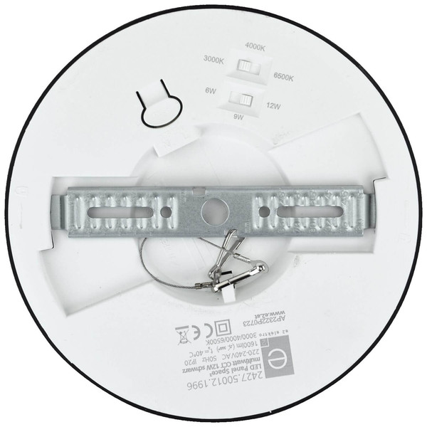 e2 LED Anbaupanel, Deckenleuchte Space R170 12W CCT warm-/neutral-/tageslichtweiss 3000K/4000K/6500K Schwarz Ø17cm