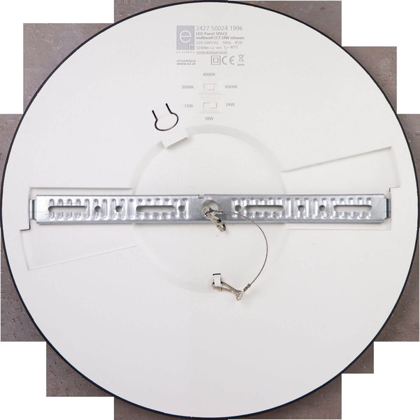 e2 LED Anbaupanel, Deckenleuchte Space R300 24W CCT warm-/neutral-/tageslichtweiss 3000K/4000K/6500K Schwarz Ø30cm