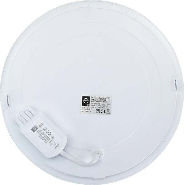 e2 LED Einbaupanel, Deckeneinbauleuchte Style R 300 30W CCT warm-/neutral-/tageslichtweiss 3000K/4000K/6000K dimmbar Weiß Ø30cm