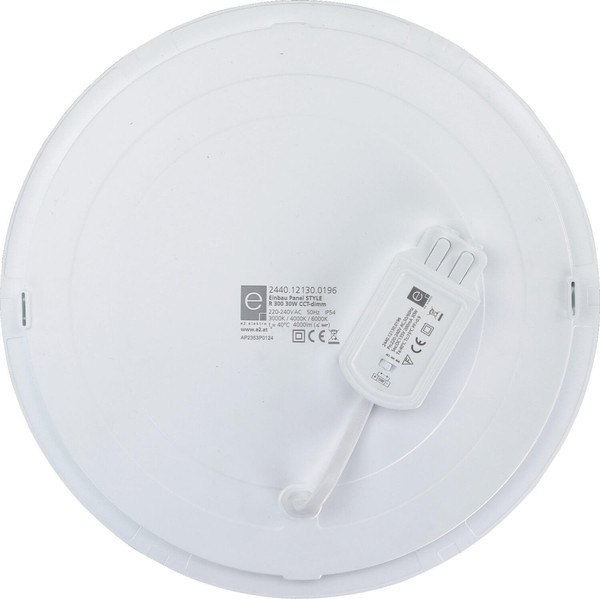 e2 LED Einbaupanel, Deckeneinbauleuchte Style R 300 30W CCT warm-/neutral-/tageslichtweiss 3000K/4000K/6000K dimmbar IP54 Weiß Ø30cm
