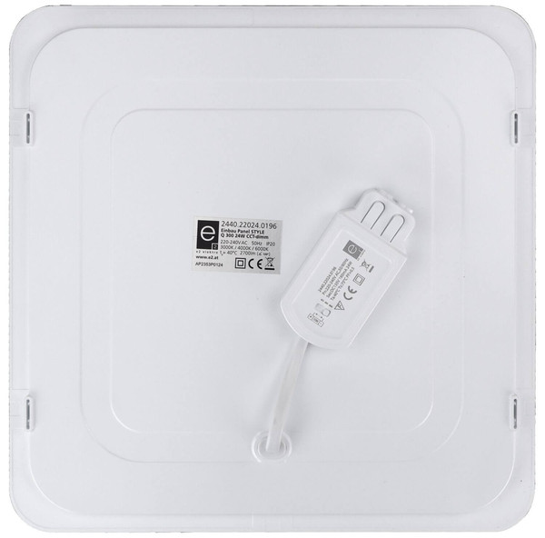 e2 LED Einbaupanel, Deckeneinbauleuchte Style Q 300 24W CCT warm-/neutral-/tageslichtweiss 3000K/4000K/6000K dimmbar Weiß 30x30cm