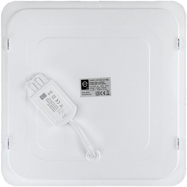 e2 LED Einbaupanel, Deckeneinbauleuchte Style Q 300 30W CCT warm-/neutral-/tageslichtweiss 3000K/4000K/6000K dimmbar Weiß 30x30cm