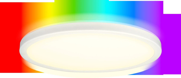 e2 LED Anbaupanel, Deckenleuchte Twice R500 36W CCT warm-/tageslichtweiss 3000-6000K dimmbar RGB Fernbedienung IP54 Weiß Ø50cm