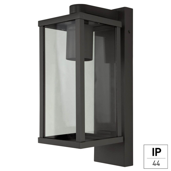 e2 Außenwandleuchte Tara E27 IP44 Anthrazit Aluminium 29x16cm