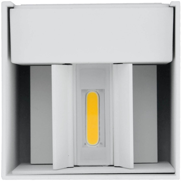 e2 LED Außenwandleuchte Qube up&down 7W CCT warm-/neutral-/tageslichtweiss 3000K/4000K/6000K IP65 Weiß Aluminium 10x10cm