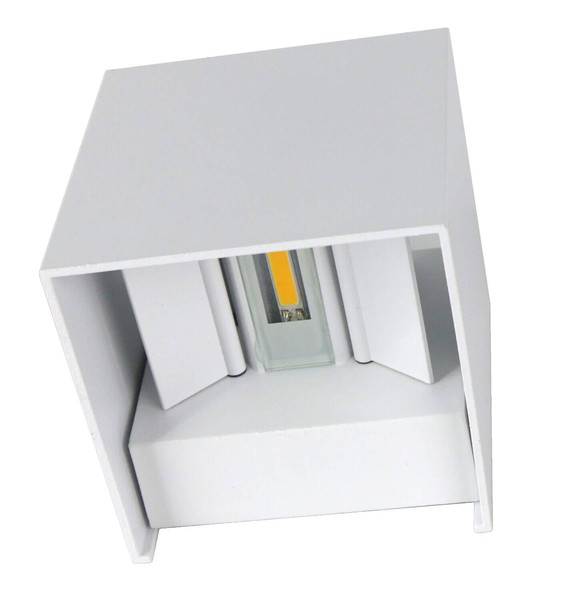 e2 LED Außenwandleuchte Qube up&down 7W CCT warm-/neutral-/tageslichtweiss 3000K/4000K/6000K IP65 Weiß Aluminium 10x10cm