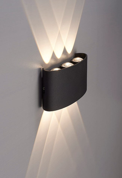 e2 LED Außenwandleuchte Petra up&down 7W CCT warm-/neutralweiss 3000K/4000K/5000K IP54 Anthrazit Aluminium 17x8cm