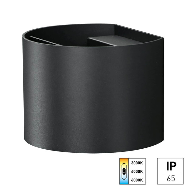 e2 LED Außenwandleuchte Ebla up&down 7W CCT warm-/neutral-/tageslichtweiss 3000K/4000K/6000K IP65 Anthrazit Aluminium 13,5x12cm