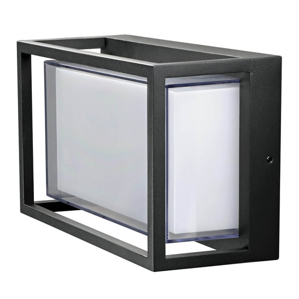 e2 LED Außenwandleuchte Merga 12W CCT warm-/neutral-/tageslichtweiss 3000K/4000K/6000K IP54 Anthrazit Aluminium 24x14,5cm