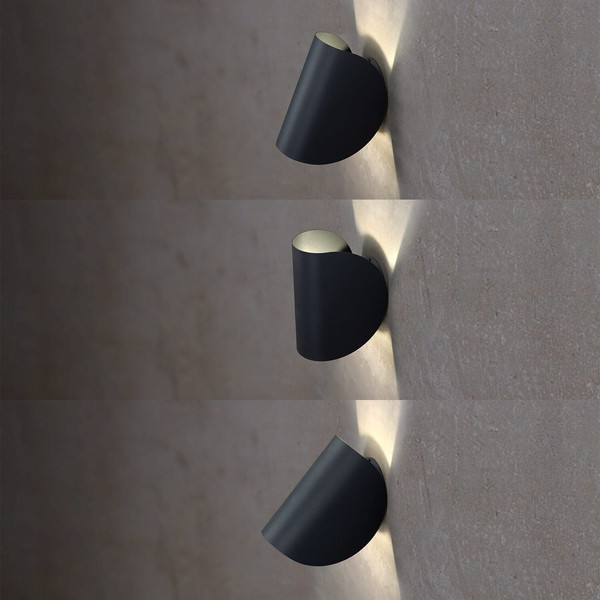 e2 LED Außenwandleuchte Nina 350° up&down 12W CCT warm-/neutral-/tageslichtweiss 3000K/4000K/6000K IP65 Anthrazit Aluminium 20x14cm
