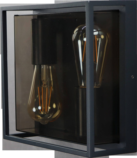 e2 LED Außenwandleuchte Libra 2x 6,5W warmweiss 2700K IP65 Anthrazit Aluminium 25x25cm