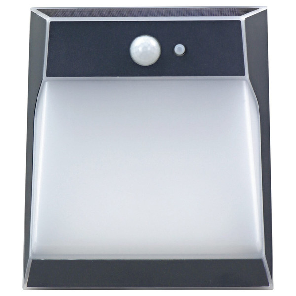 e2 LED Solar-Außenwandleuchte Sabik 2W neutralweiss 4000K Bewegungsmelder IP54 Anthrazit Edelstahl 18x15cm