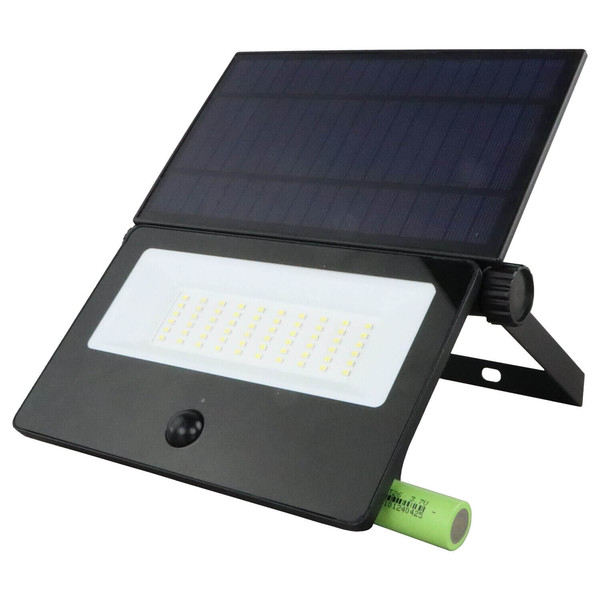 e2 LED Solar-Wandstrahler, Fluter Segin 20W tageslichtweiss 6500K Bewegungsmelder IP54 Schwarz Aluminium 26x21cm